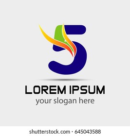 Abstract icons for number 5 logo
