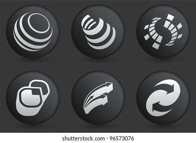 Ícones abstratos na coleção de botões pretos da Internet Ilustração original