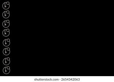 Abstract  icons on black, minimalist design. process, waiting, deadline.