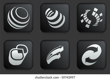 Resumen de iconos en la colección de botones negros cuadrados Ilustración original