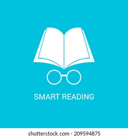 Abstract icons or opened book and glasses. Vector illustration.