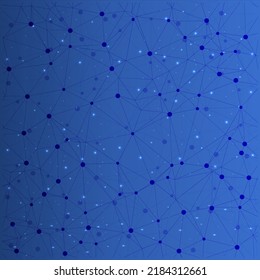 Abstract icons pattern design, modern digital technology symbols vector illustration wallpaper. Connecting lines with dots with shining textures isolated on gradient blue colored background.