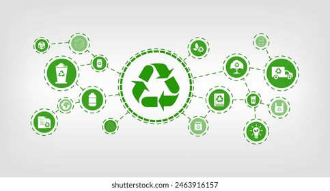 Abstract icons representing the ecological call to recycle and reuse.