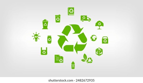 Iconos Abstractas que representan la llamada ecológica al reciclaje y la reutilización.