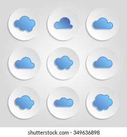 Abstract icons - set of blue clouds