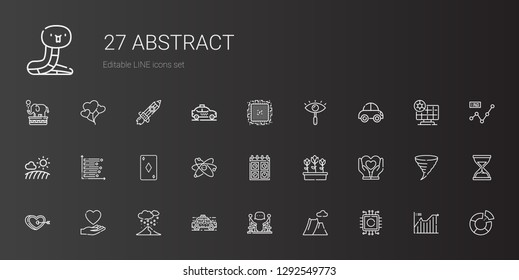 abstract icons set. Collection of abstract with cpu, mountain, discussion, taxi, snowing, love, heart, tulips, calendar, atom, ace of diamonds. Editable and scalable abstract icons.