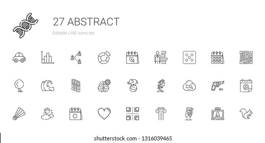 abstract icons set. Collection of abstract with gps, column, crossroads, like, calendar, moon, badminton, co, tree, elephant, mind, binder. Editable and scalable abstract icons.