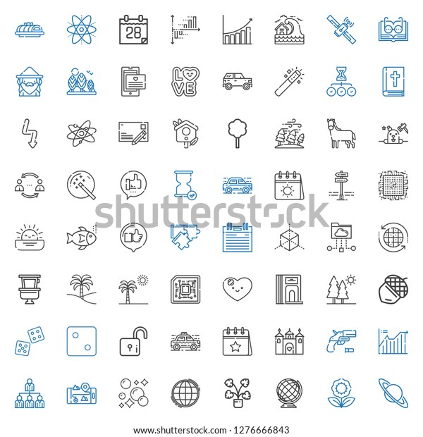 abstract icons set.\
Collection of abstract with saturn, flower, earth globe,\
decorative, worldwide, bubbles, gps, networking, line chart.\
Editable and scalable abstract\
icons.
