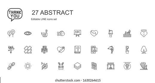 abstract icons set. Collection of abstract with temple of apollo, binder, layer, bunny, leaf, sun, link, dolphin, letter, bible, heart, gps. Editable and scalable abstract icons.