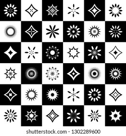 Abstract icons set. Design might be used as seamless pattern. Vector art.