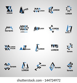 Abstract Icons Set - Isolated On Gray Background - Vector Illustration, Graphic Design Editable For Your Design. Abstract Logo