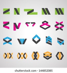 Abstract Icons Set - Isolated On Gray Background - Vector Illustration, Graphic Design Editable For Your Design. Abstract Logo