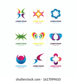 Abstract Icons Set Logo, Background Vector Illustration