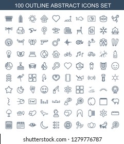 abstract icons. Trendy 100 abstract icons. Contain icons such as search dollar, lion, lotus, satellite, plane, atom move, crescent, soda and burger. abstract icon for web and mobile.