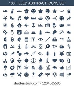abstract icons. Trendy 100 abstract icons. Contain icons such as star, equalizer, illsutration, dragonfly, medical cross tag, milk glass, plane. abstract icon for web and mobile.