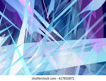 Abstract icy background with spiky geometrical shapes. Broken ice structure.