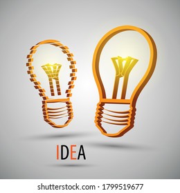 Abstract idea 3d light bulbs. Minimal design