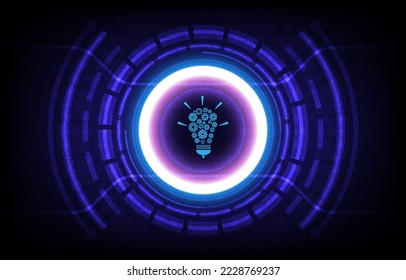 Abstract idea with gears inside. The Internet Technology icon is a concept of a circle network. An idea, electricity, innovation, or other conceptual illustration.hi-tech communication concept