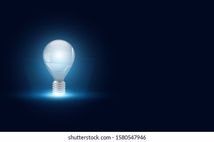 abstract idea with Light bulb on blue background.