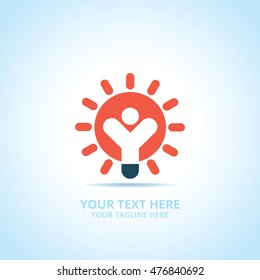 Abstract idea man logo, design concept, emblem, icon, flat logotype element for template.
