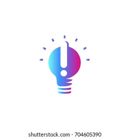 Abstract idea symbol, lightbulb eureka sign gradient color vector isolated logo on white background.