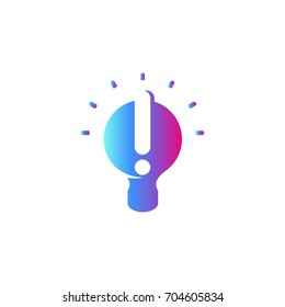 Abstract idea symbol, lightbulb eureka sign gradient color vector isolated logo on white background.