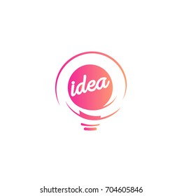 Abstract idea symbol, lightbulb eureka sign gradient color vector isolated logo on white background.