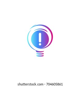 Abstract idea symbol, lightbulb eureka sign gradient color vector isolated logo on white background.