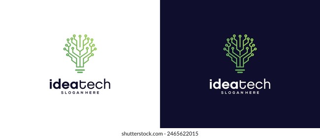 abstract Idea technology logo, with symbol lamp, blub