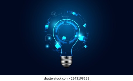 Abstract Ideas and square boxes, concepts, new ideas, innovations and ideas on a blue background, modern, hi-tech