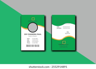  Diseño Abstractas de la Plantilla de la tarjeta de identidad con el archivo listo para imprimir.  Moderna colección de iconos coloridos. Id. de empleado. Diseño realista simple. Lindo estilo de dibujos animados. Ilustración de estilo plano. 