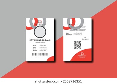  Abstract Identity card template design layout with print ready file. Creative and minimalist id card .Vector  Identity Card layout. Modern colorful icon collection. Simple realistic design.