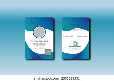  Abstract Identity card template design layout with print ready file. Simple realistic design. Flat style illustration. Modern identity card template with flat user interface.  