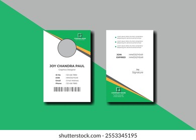 Diseño Abstractas de la Plantilla de la tarjeta de identidad con el archivo listo para imprimir. Diseño creativo y minimalista de la tarjeta de identificación. Tarjeta de identificación de Vector. Moderna colección de iconos coloridos. Id. de empleado. Diseño realista simple.