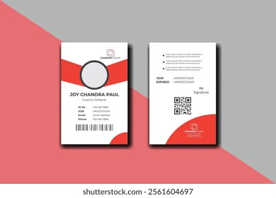 Abstract Identity card template design layout with print ready file. Creative and minimalist id card .Vector  Identity Card layout. Modern colorful icon collection. Employee ID. 