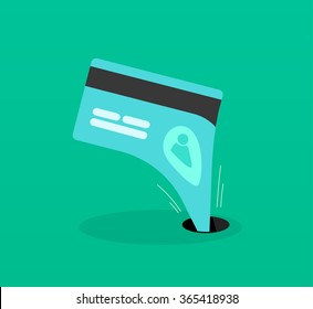 Abstract Identity Theft, Money Outflow, Fraud Theft Protection, Phishing, Leakage Information, Economic Crisis Poster, Financial Bankruptcy Flat Icon Modern Design, Vector Illustration Isolated