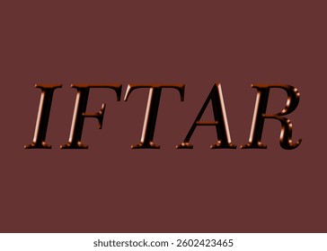 Abstract Iftar Text Effect Design Brown Background