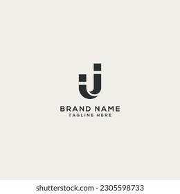 Abstract IJ JI letter logo design. Flat vector logo design template element.