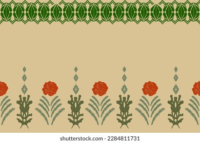 Abstract ikat art folk seamless pattern on yellow background, aztec geometric art design for rug, wallpaper, clothes, wrapping, fabric, covering, textile
