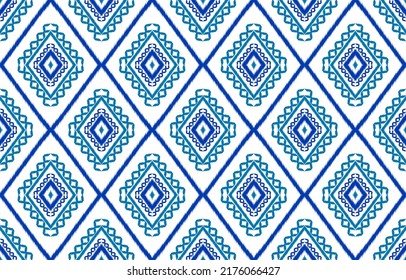 Abstract ikat art. Geometric ethnic seamless pattern in tribal. American, Mexican style. Design for background, wallpaper, illustration, fabric, clothing, carpet, textile, batik, embroidery.