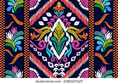 arte de ikat abstracto sin fisuras patrón bordado folclórico azteca geométrico, geométrico étnico, bordado paisley de Ikat africano. Navajo, patrón sin fisuras tradicional, motivos tribales vector abstracto, Chevron.