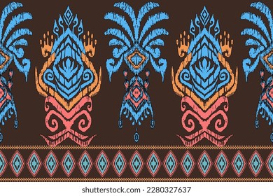 arte de ikat abstracto sin fisuras patrón bordado folclórico azteca geométrico, geométrico étnico, bordado paisley de Ikat africano. Navajo, patrón sin fisuras tradicional, motivos tribales vector abstracto, Chevron.