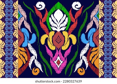 arte de ikat abstracto sin fisuras patrón bordado folclórico azteca geométrico, geométrico étnico, bordado paisley de Ikat africano. Navajo, patrón sin fisuras tradicional, motivos tribales vector abstracto, Chevron.
