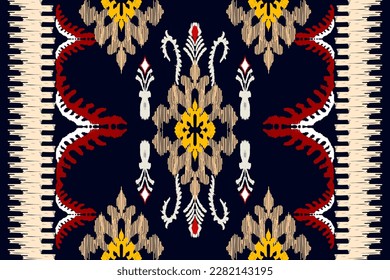 abstrakte Kat-Art nahtlose Muster Folklorebestickung auf braunem Hintergrund Aztec Geometric Art Print Design für Teppiche, Wallpaper, Kleidung, Wrapper, Gewebe, Cover, Textilien