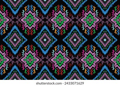 abstract ikat art seamless pattern folk embroidery aztec geometric art, geometric ethnic, African Ikat colorful paisley embroidery. Navajo, seamless pattern traditional, tribal motifs abstract vector.
