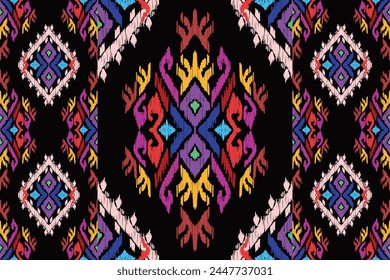abstract ikat art seamless pattern folk embroidery aztec geometric art,geometric ethnic, African Ikat paisley embroidery. Navajo, seamless pattern traditional, tribal motifs abstract vector.