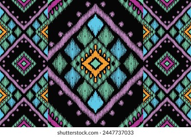abstract ikat art seamless pattern folk embroidery aztec geometric art,geometric ethnic, African Ikat paisley embroidery. Navajo, seamless pattern traditional, tribal motifs abstract vector.
