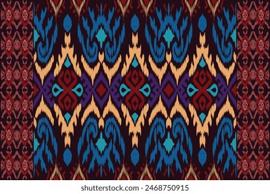 abstract ikat art seamless pattern folk embroidery aztec geometric art,geometric ethnic, African Ikat paisley embroidery. Navajo, seamless pattern traditional, tribal motifs abstract vector.