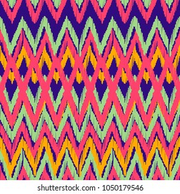 Abstract Ikat and boho style handcraft fabric pattern. Traditional Ethnic design for clothing and textile background, carpet or wallpaper