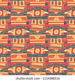 Abstract Ikat and boho style handcraft fabric pattern. Traditional Ethnic design for clothing and textile background, carpet or wallpaper
